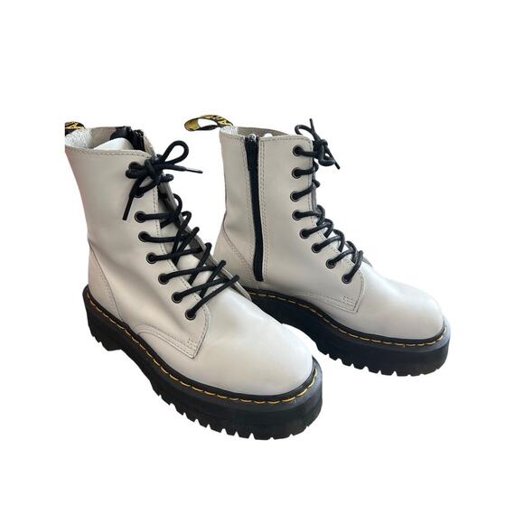 Dr. Martens AirWair Jadon Platform White Leather Lace Up Combat Boots Size 7 - Picture 2 of 9
